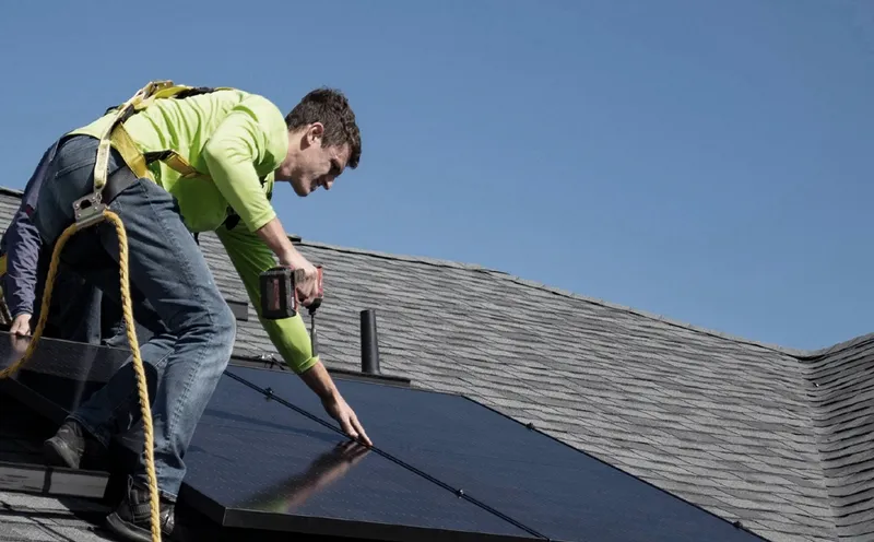 Instalación de paneles solares en tejado residencial