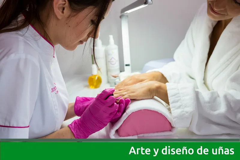 Manos con diseño artístico de uñas esculpidas en polygel